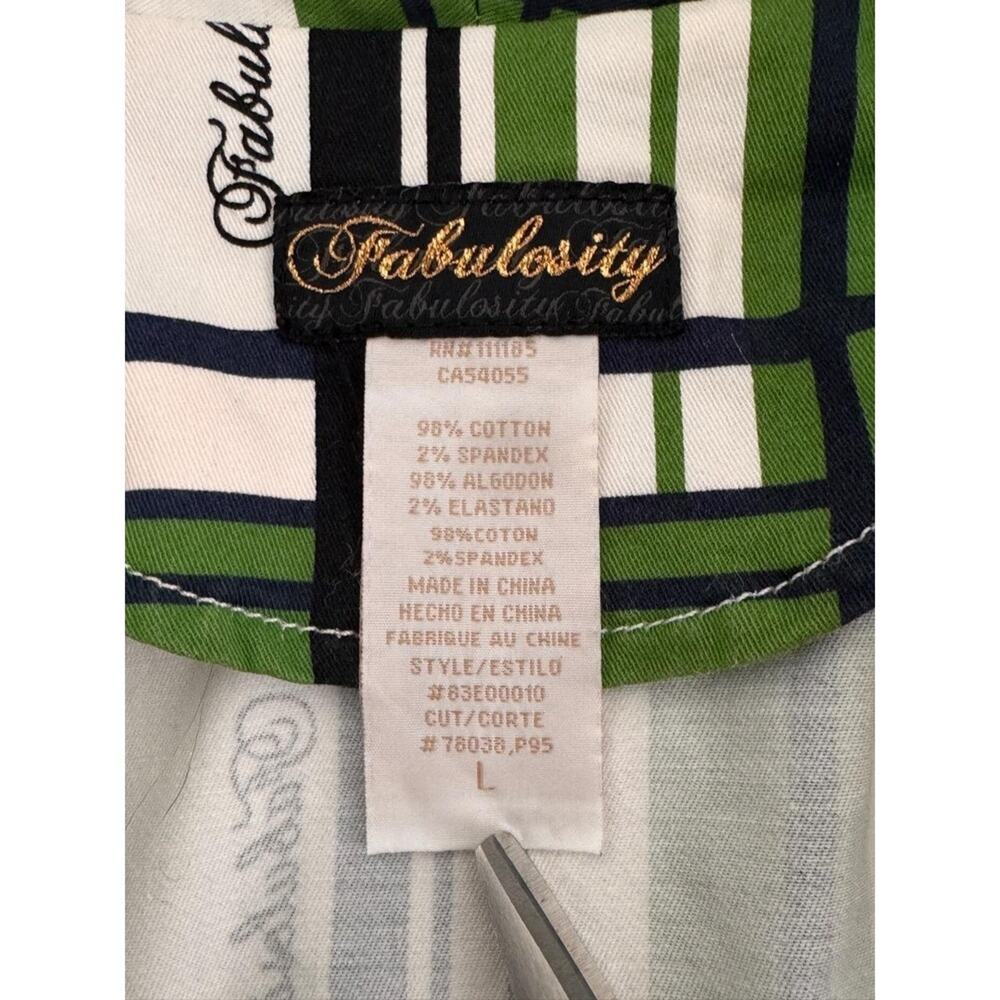 Fabulosity Blazer Women's L Vintage Green Navy Plaid Button Cotton Stretch Y2K - Picture 7 of 10